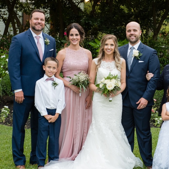 Blush Lace and Chiffon Gown - Picture 2 of 5